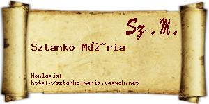 Sztanko Mária névjegykártya