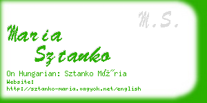 maria sztanko business card